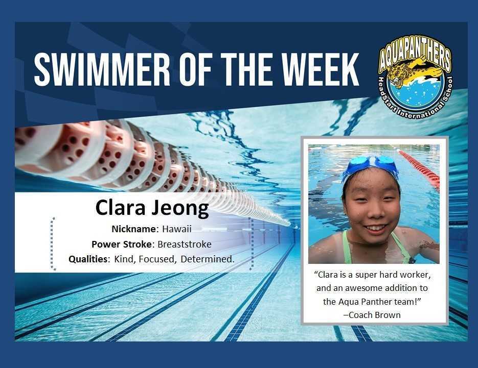 Swimmer of the week November 1st