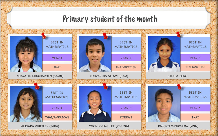 Primary student of the month