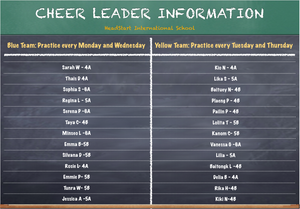 Cheer Leader Information