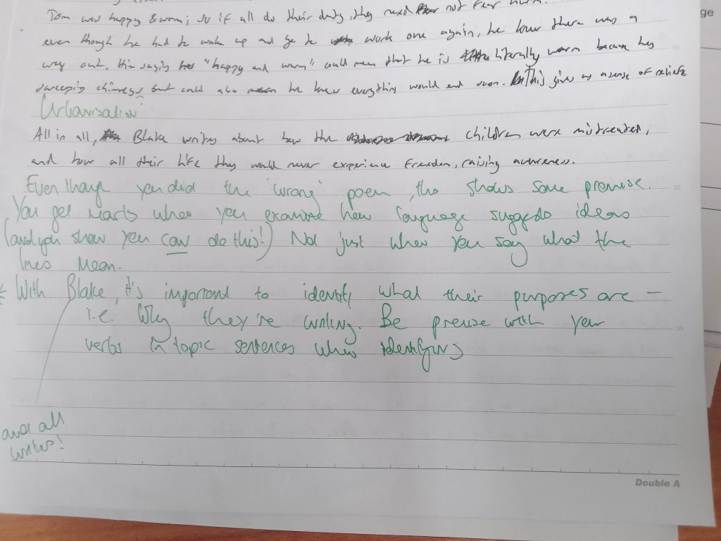 Focus on Feedback in Year 10 English