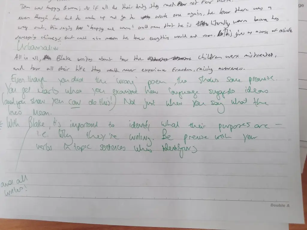 Focus on Feedback in Year 10 English