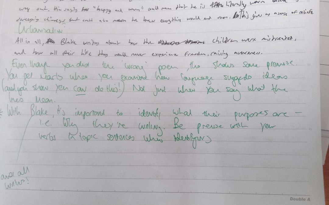 Focus on Feedback in Year 10 English